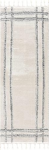 Miniatura 6 de Hauteloom Deren - Alfombra bohemia para sala de estar, dormitorio, casa de campo suave, con pelo de felpa alta, color blanco, crema, beige claro,