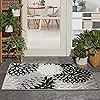 Nourison Home Aloha Indoor/Outdoor Black White 2'8" x 4' Area Rug, Tropical, Botanical, Easy Cleaning, Non Shedding, Bed Room, Living Room, Dining Room, Deck, Backyard, Patio (3x4)