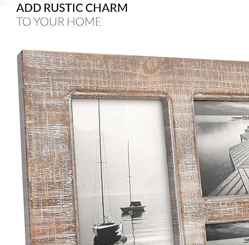 Miniatura 5 de Barnyard Designs Marcos de fotos de collage de 4 x 6, 5 aberturas de fotos para múltiples imágenes, marco de madera rústica envejecida para pared,