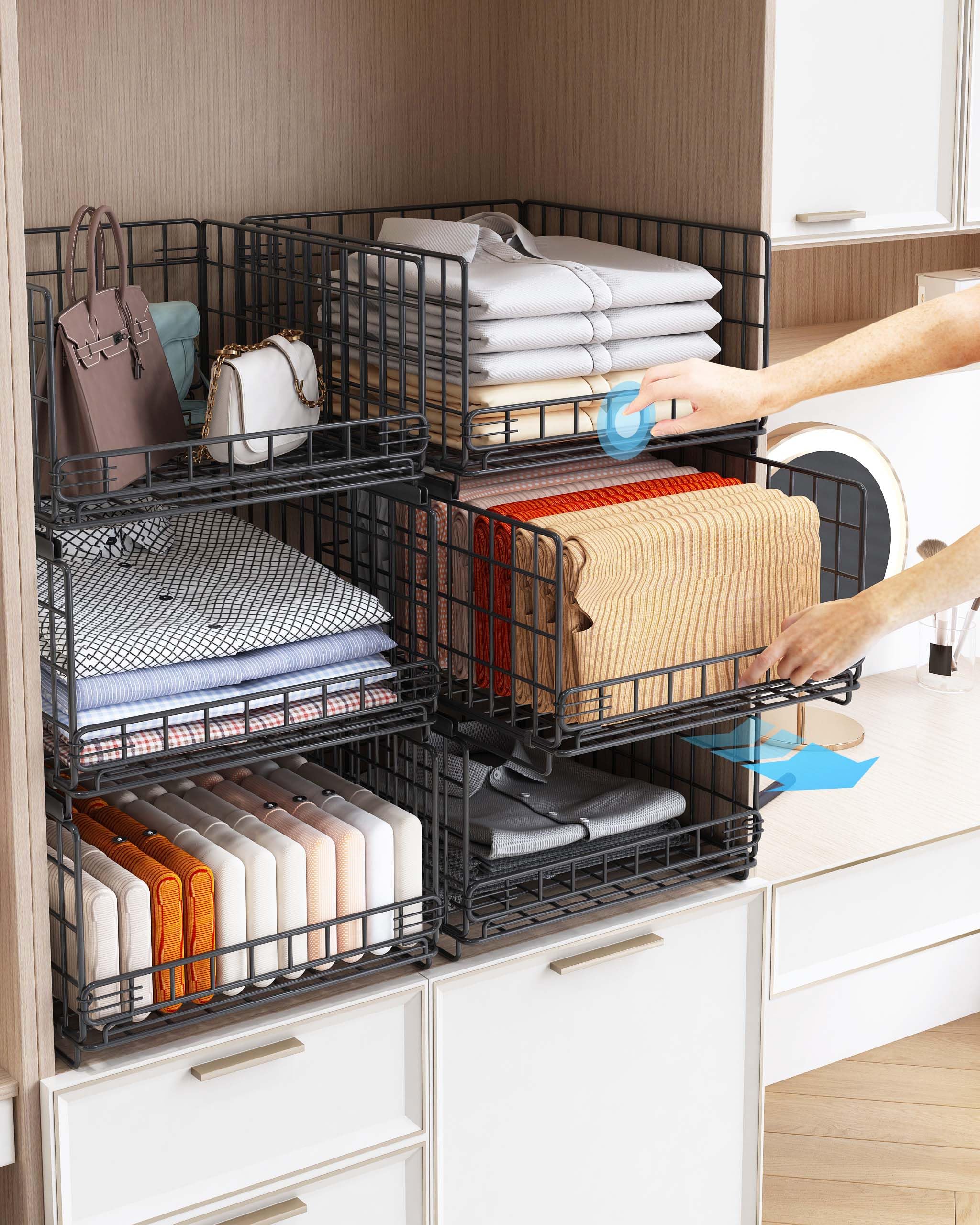 Organizador Armario de 6 Piezas Apilable Separadores Metal Negro UMDONX