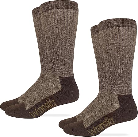 Wrangler Mens Riggs Workwear Merino Wool Blend Mid Calf Boot Socks 2 Pairs