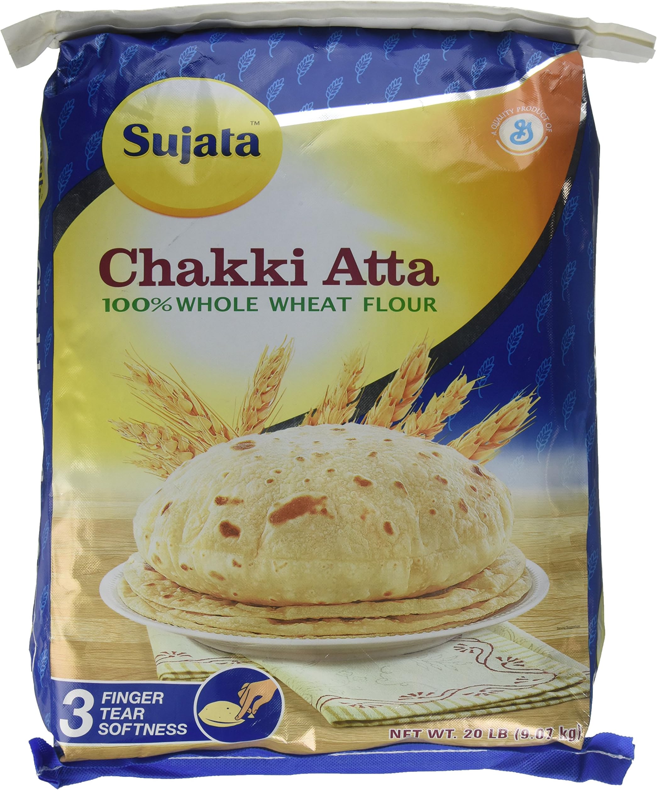 Sujata Chakki Atta, Whole Wheat Flour, 20-Pound Bag