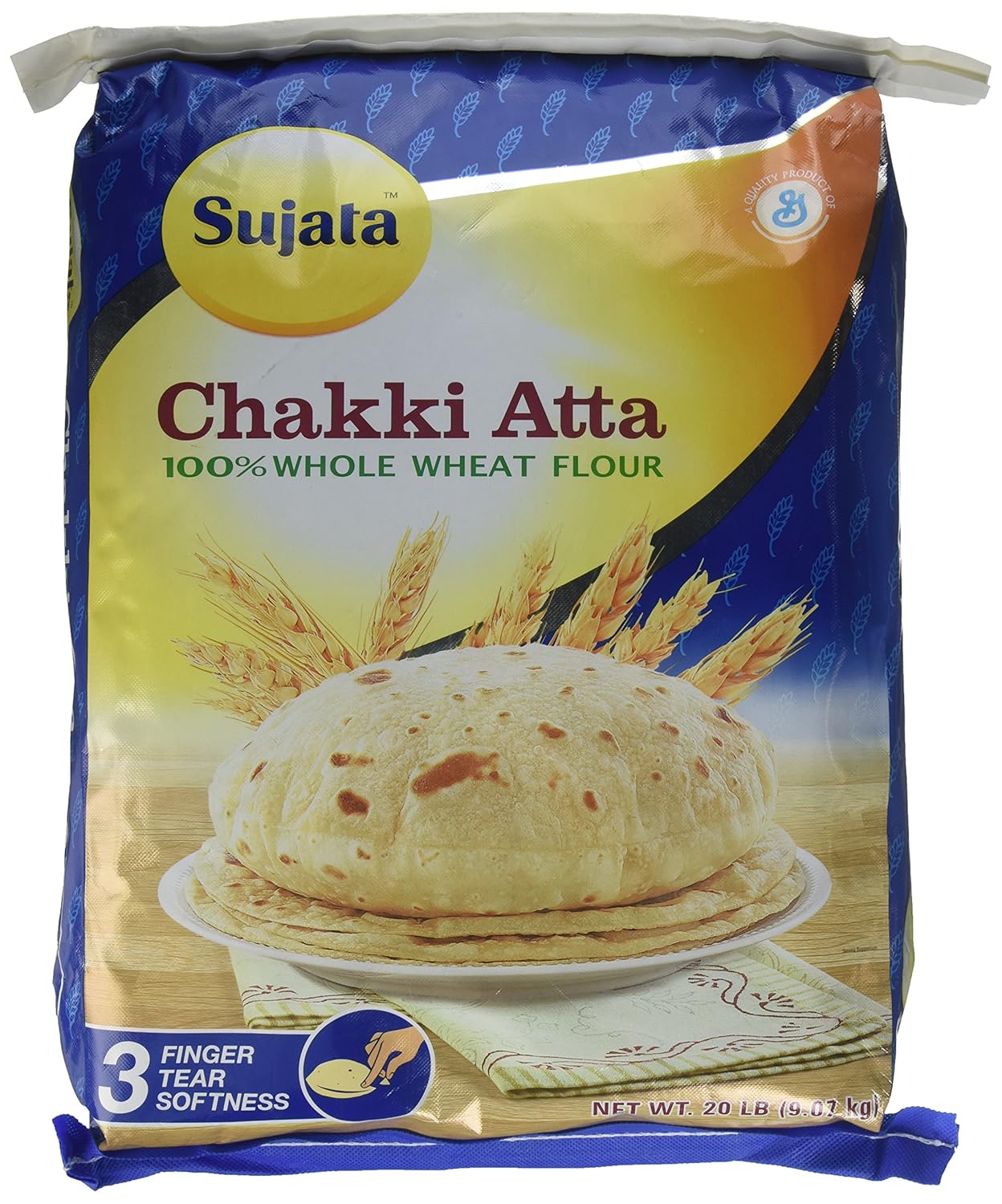 Buy Sujata Chakki Atta, Whole Wheat Flour, 20Pound Bag Online in India