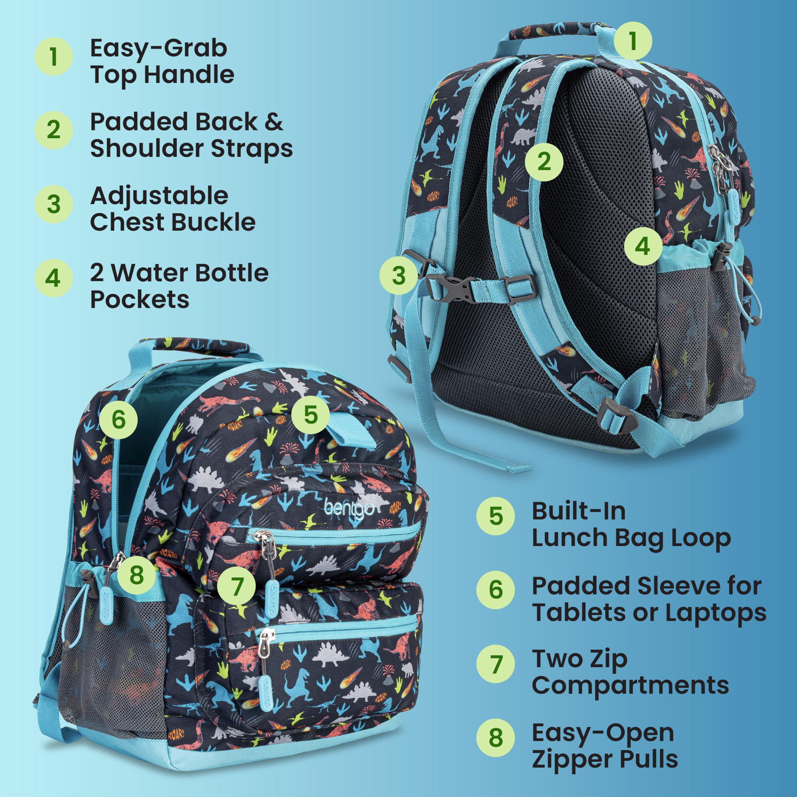 Bentgo® Kids Backpack - Durable Lightweight 14” Backpack