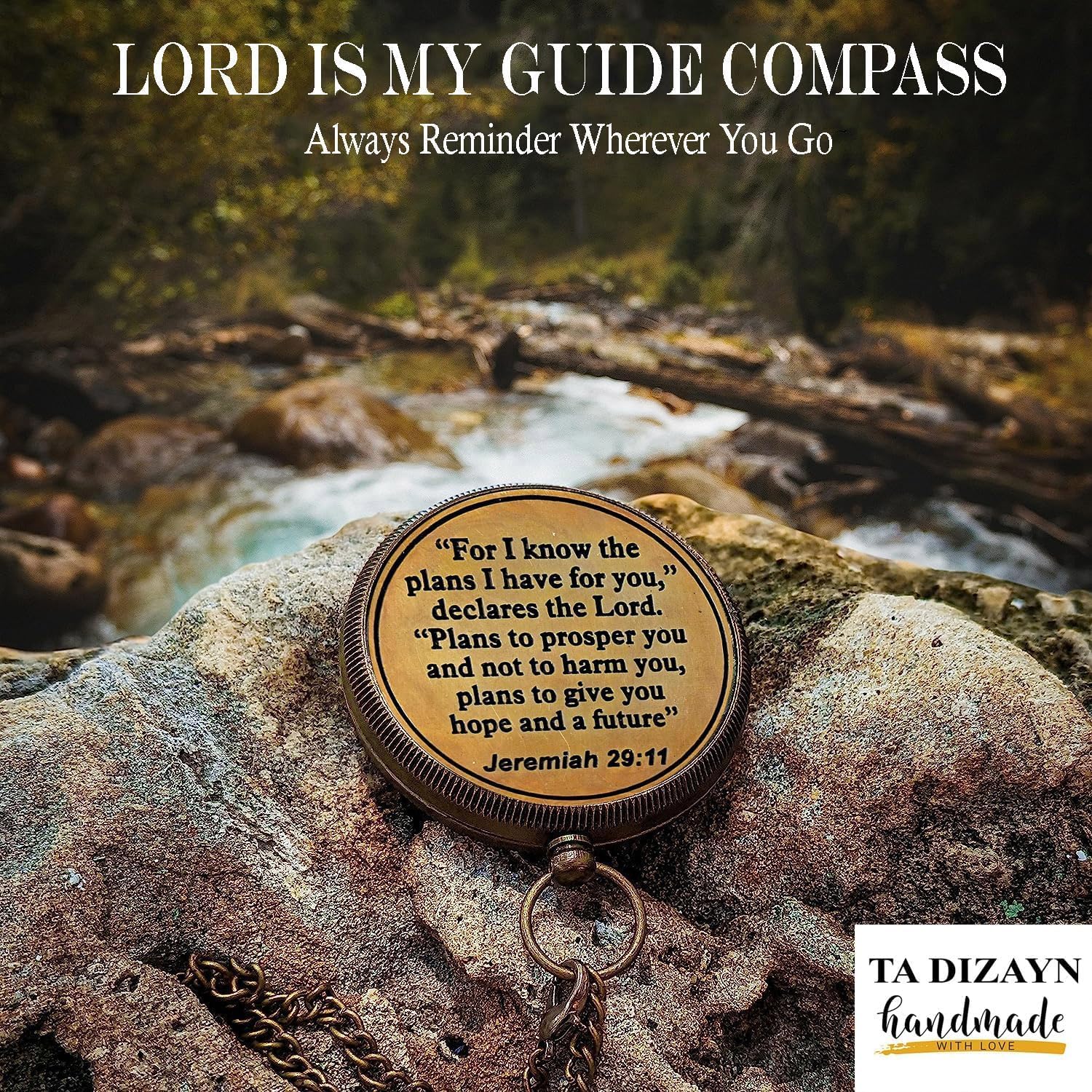 For I Know The Plans I Have For You, Jeremiah 29:11, Solid Brass Directional Engraved Compass, Baptism Gifts for Boys Girls, First Communion, Christian Gifts for Men, First Confirmation Gifts for Boys