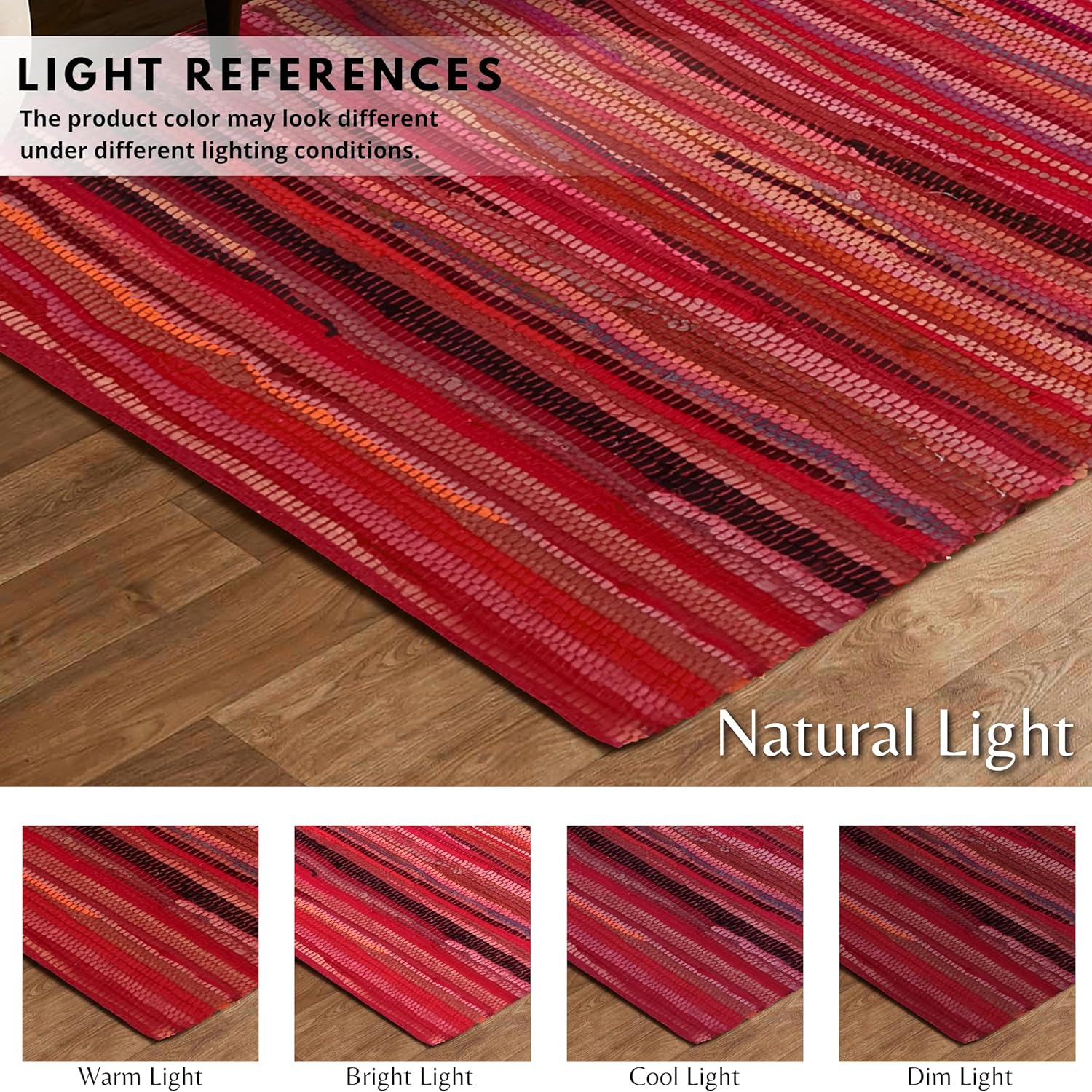 Cotton Hand Woven Chindi Rug 3x5 Feet - Red, Reversible Throw Indoor Decorative Carpet Ideal for Entryway, Kitchen, Bedroom | Pink Farmhouse Accent Soft Durable Outdoor Floor Rag Rugs for Nursery