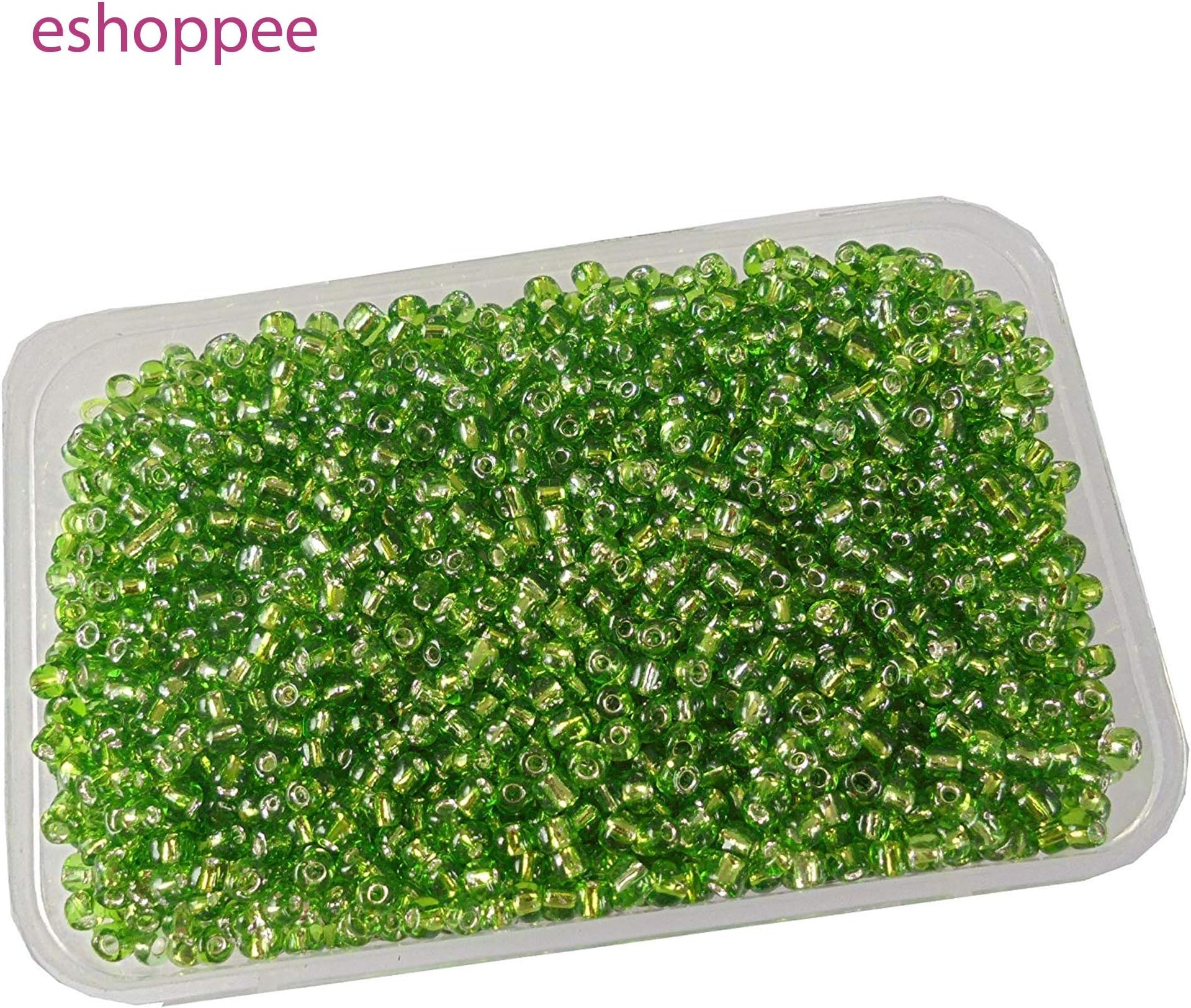eshoppee 4mm, 6/0 Beads 200 gm Green Silver Color Glass Seed Beads for Jewellery Making kit Art and Crafts Materials for Embroidery Necklace Bracelet Earring Making Materials DIY kit
