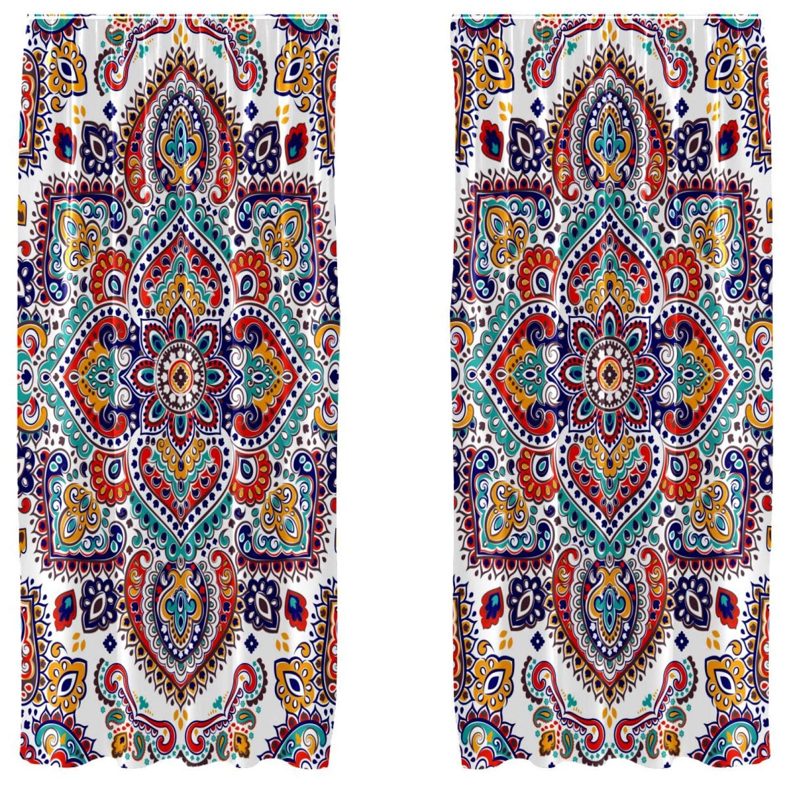 Cortinas de salón mandala paisley dormitorio ventanas juego de 2 paneles 139x213 cm