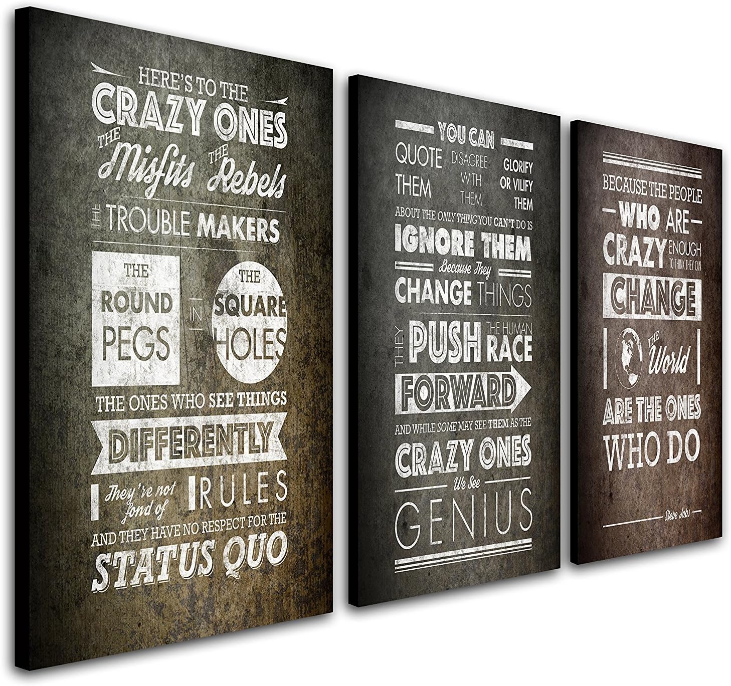 Personal-Prints Steve Jobs Quote - The Crazy Ones Triptych