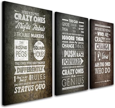 Personal-Prints Steve Jobs Quote - The Crazy Ones Triptych