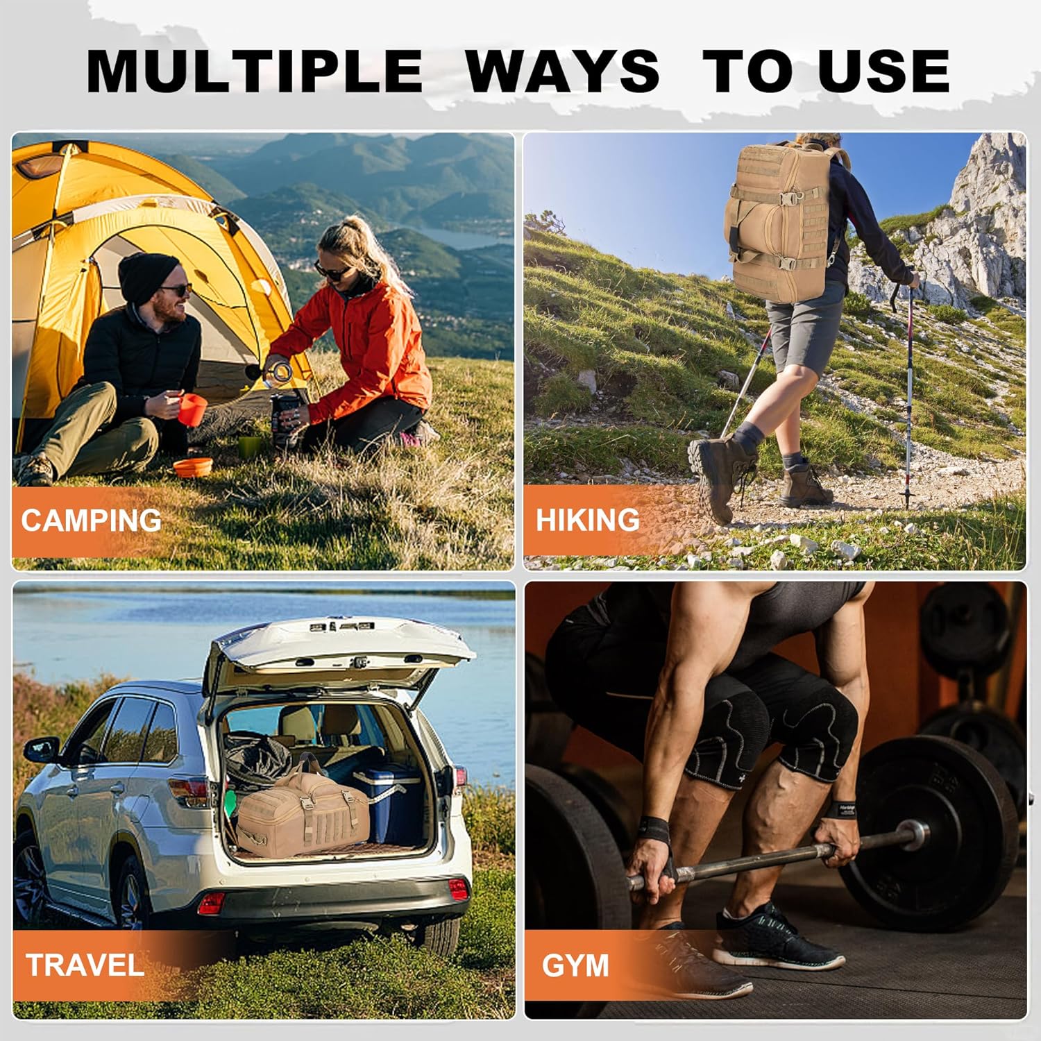 Gym Bag Duffle Bags Backpack Travel Duffle Bag with Weekend Overnight Bag for Outdoor Tactical Sports Travel Camping Hunting - Image 9