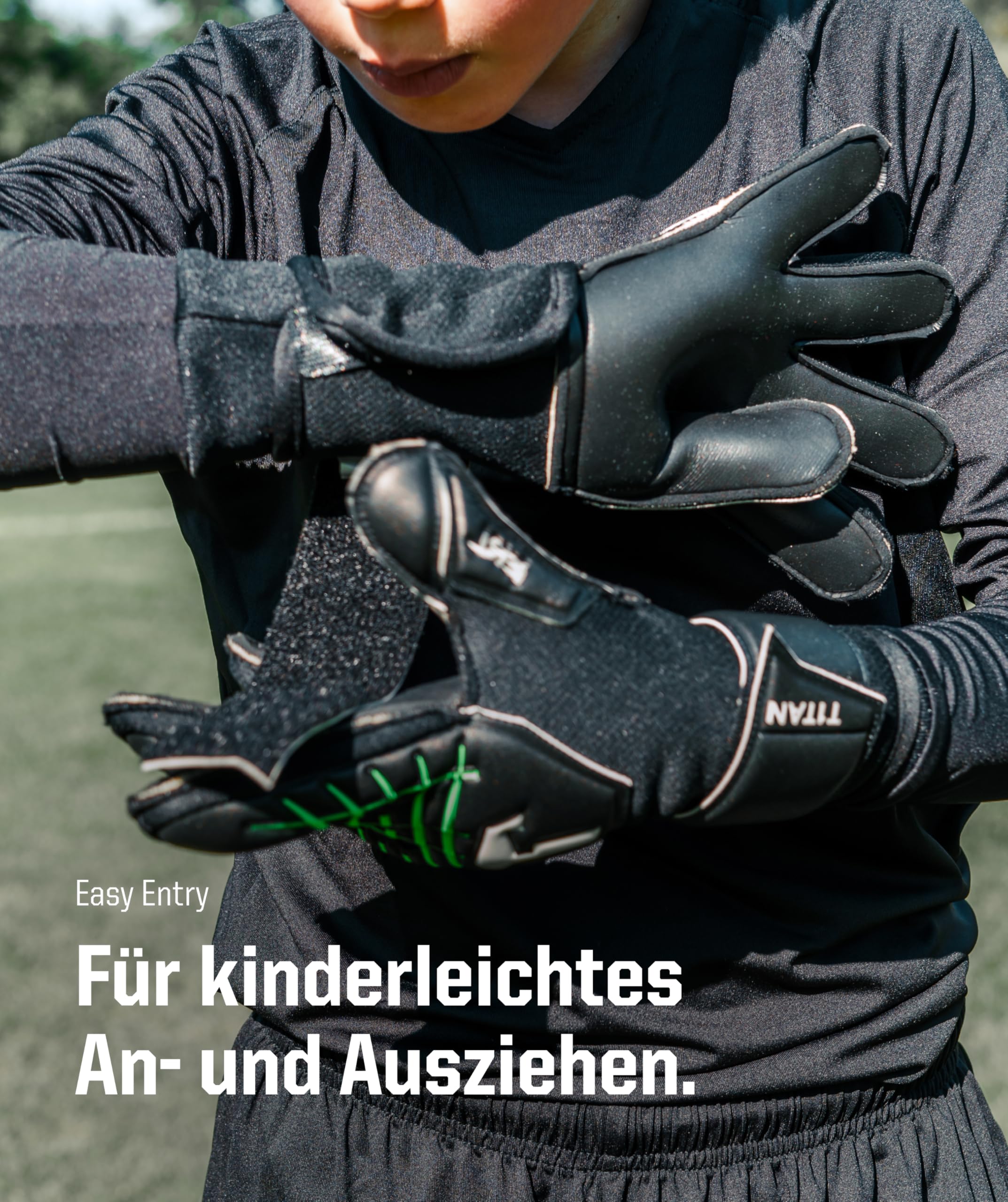 T1TAN Torwarthandschuhe Kinder Beast Junior, Fingerschutz Gr. 4-6, Tormannhandschuhe Jungen, Torhüterhandschuhe Mädchen, Torwart Handschuhe 6-11 Jahre