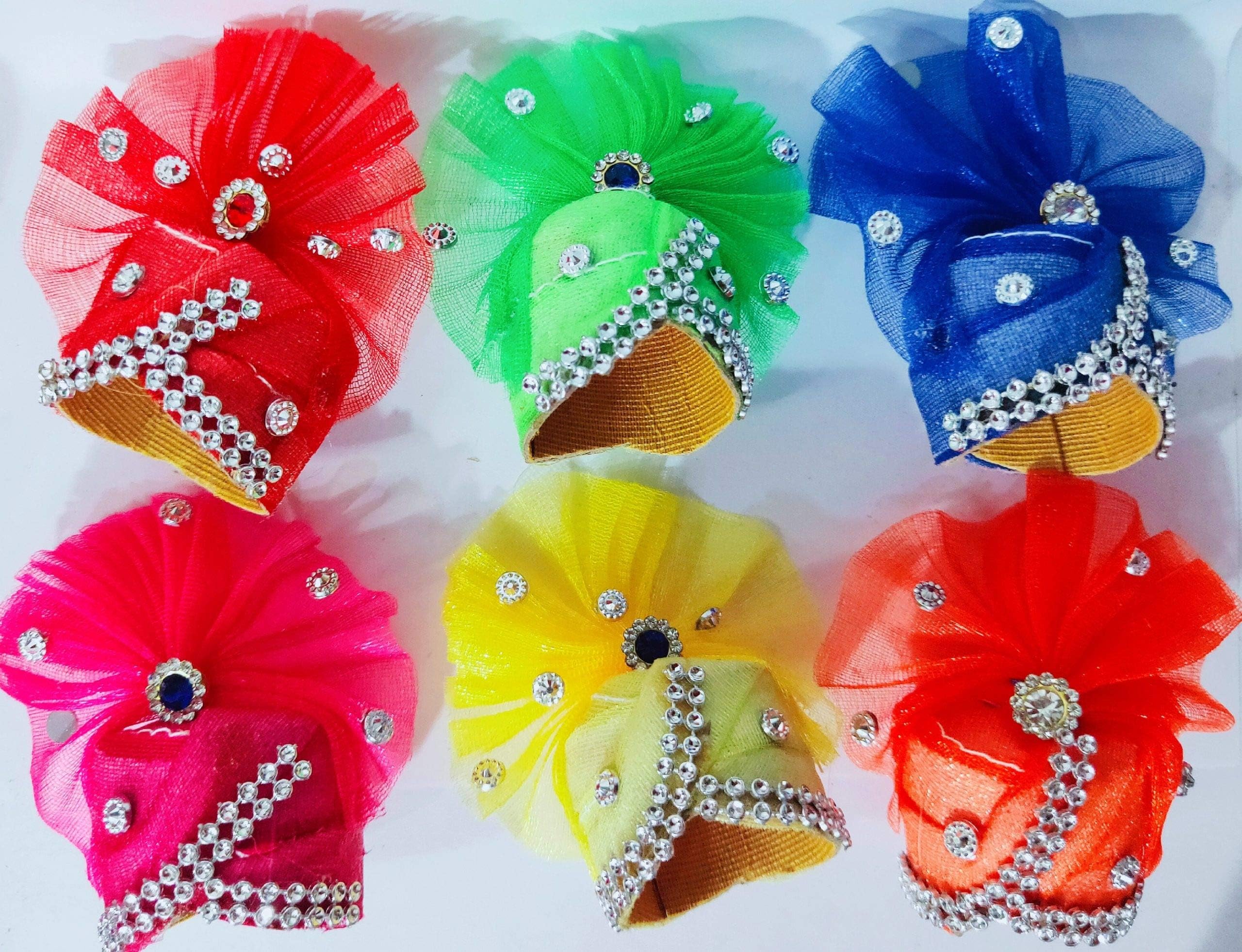Brij SugandhaBrij sugandha Fabric The Kanha Store Laddu Gopal Mukut (Multicolour) - Set of 6