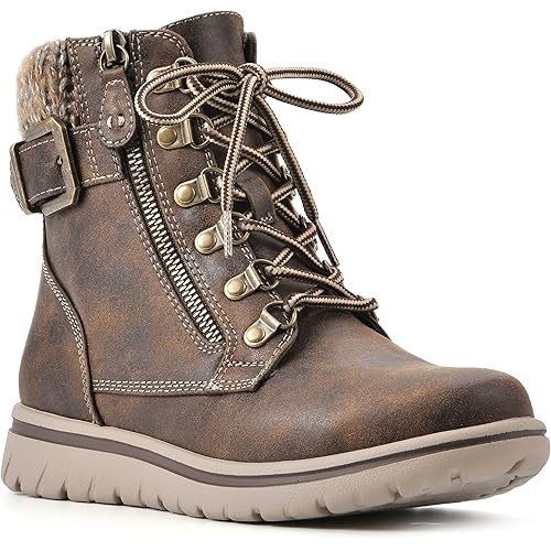 CLIFFS BY WHITE MOUNTAIN Women's Hearty Cushioned Lace-Up City Hiker Ankle Boot