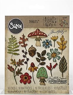 Sizzix Thinlits Dies Funky Foliage by Tim Holtz, 16-Pack, us:one size, Multicolor