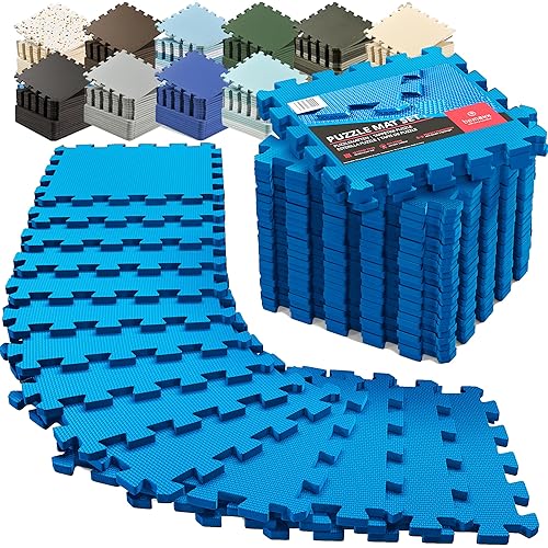 bemaxx Gym Mats Set - 18 pcs EVA Interlocking Foam Floor Tiles (12.6"x12.6"x0.4") 18sqft Protective Gym Flooring Sports Home Workout Exercise Mats Puzzle Garage Fitness Play-Room Garage Pool Treadmill