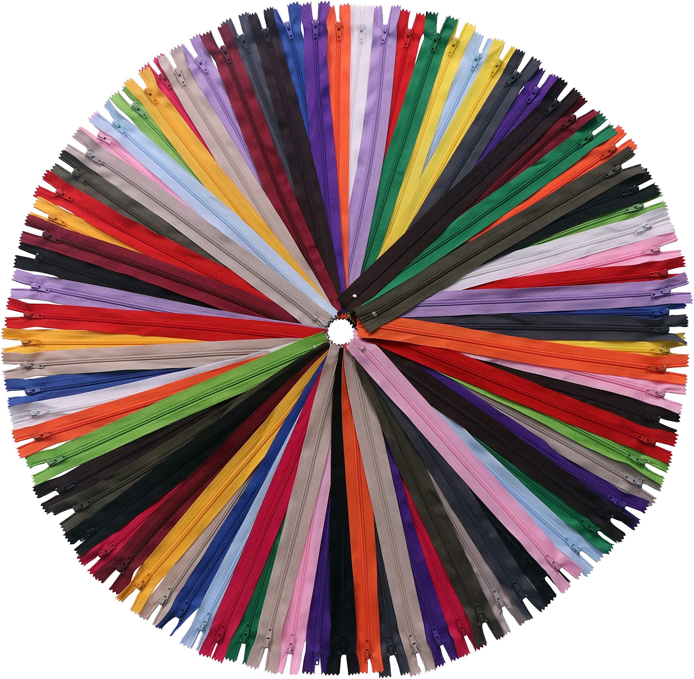 YAKA 60 Pack of 9 Inches Mix Nylon Coil Zippers Bulk - Supplies Zippers for Tailor Sewing Crafts (20 Color)