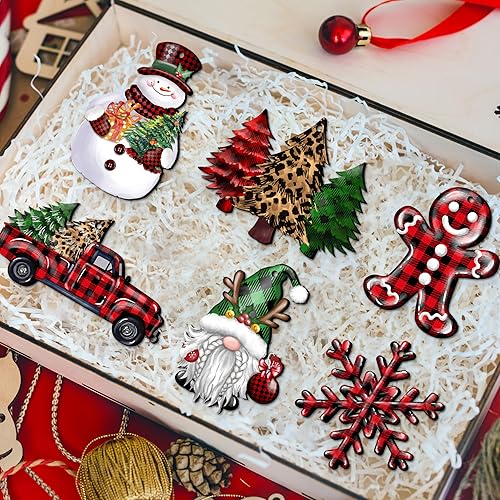 Miniatura 4 de 24 adornos de madera de gnomo de Navidad, muñeco de nieve, camión, recortes de copo de nieve para colgar en el árbol, manualidades de decoración