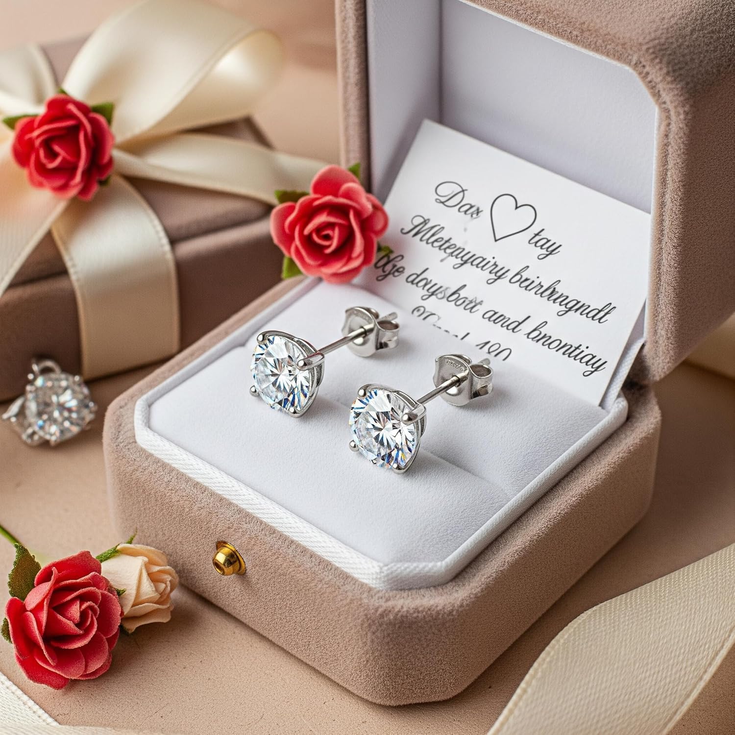 Round Diamond Stud Earrings – 0.04 CTW Plus Quality – Screw Back in 14K White Gold – Classic & Elegant Fine Jewelry for Women & Men