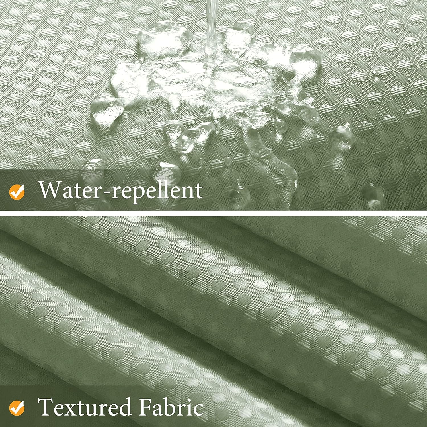 Sage Green Textured Fabric Shower Curtain Set, Polyester Ombre Curtains for Bathroom, Water Repellent Shower Curtain with 12 Hooks,Machine Washable (72 x 84 inch, Sage Green)