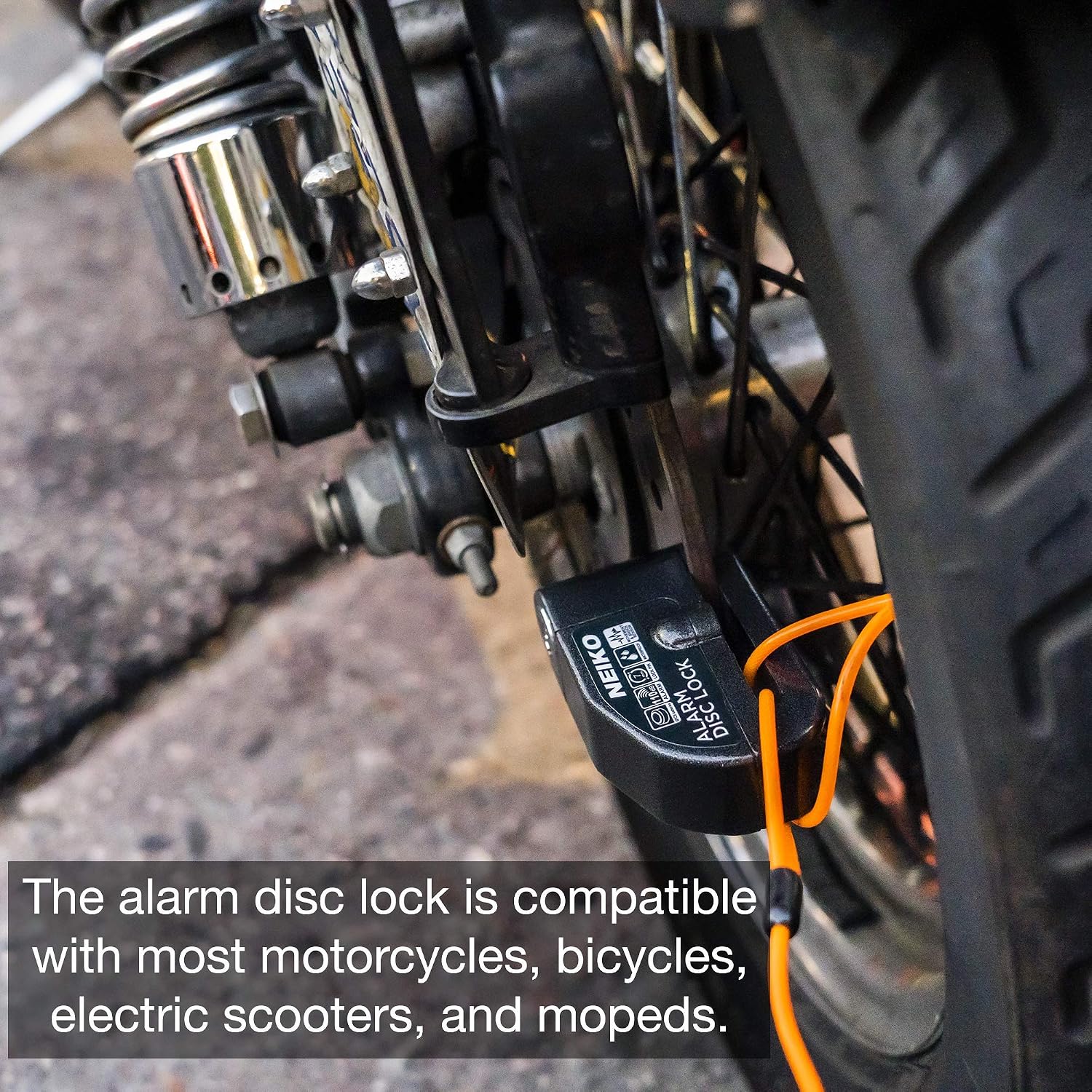NEIKO 52908A Motorcycle Locks Anti Theft with Alarm, Motorcycle Disc Lock with Alarm, Disk Lock Anti-Theft Motion Sensor, Security Lock Brake, Universal Alarm Lock for Motorcycles, Bicycles & More