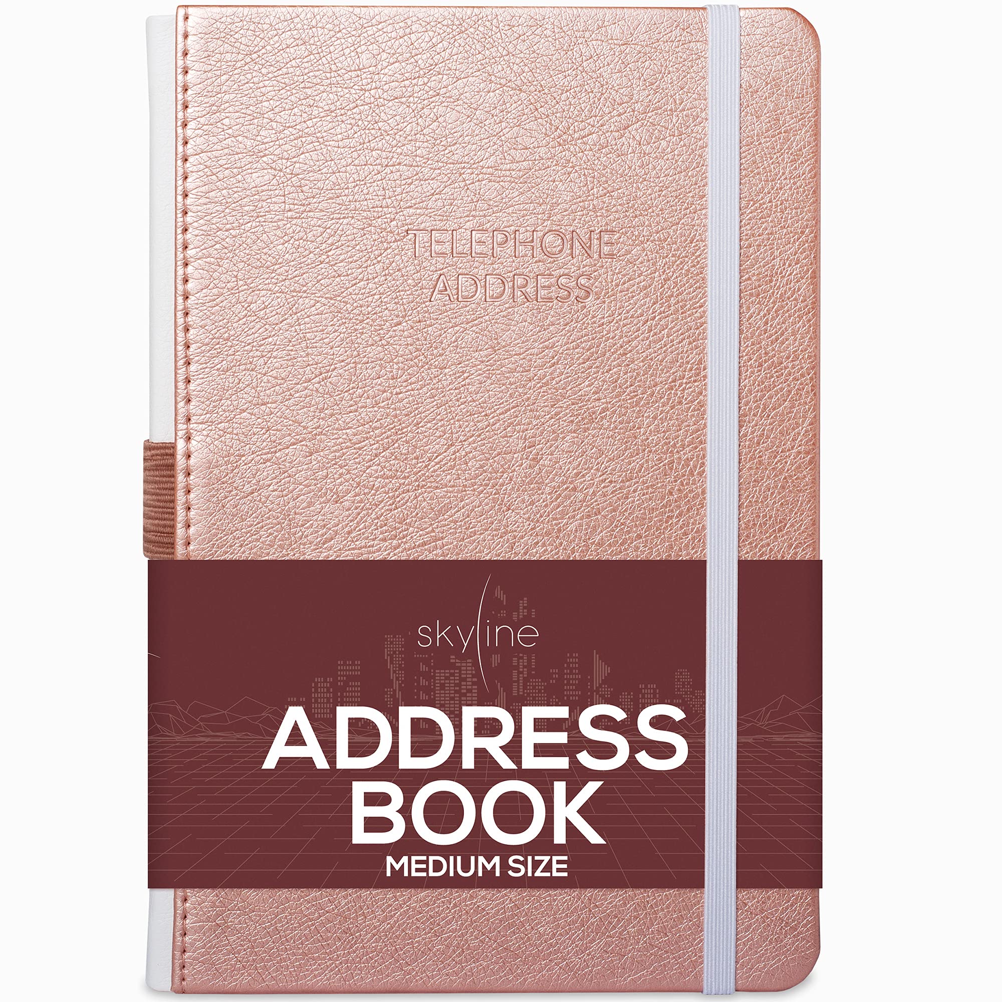 amazon-com-skyline-address-book-telephone-contact-book-with-password-log-important-dates-calendar-phone-number-book-for-women-men-a5-size-8-3x5-8-hardcover-rose-gold-office-products