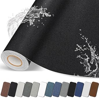 Fabric Repair Patch, Self-Adhesive Fabric Repair Tape, Strong Sticky, Large, DIY, Furniture, Sofas, Car Seats, Clothes, HandbagsBlack, 3.5X79 inch