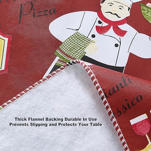 Miniatura 7 de Newbridge Mantel de vinilo con parte trasera de franela de vinilo rojo italiano, para interiores y exteriores, impermeable, para picnic, barbacoa,