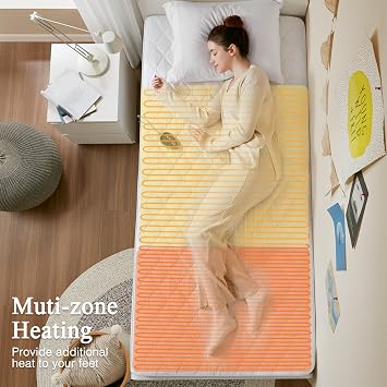 Beautyrest Secure Comfort Technology-Luxury Quilted Electric Mattress Pad with Deep Pocket-5-Setting Heat Controllers, Polyester, White, Twin