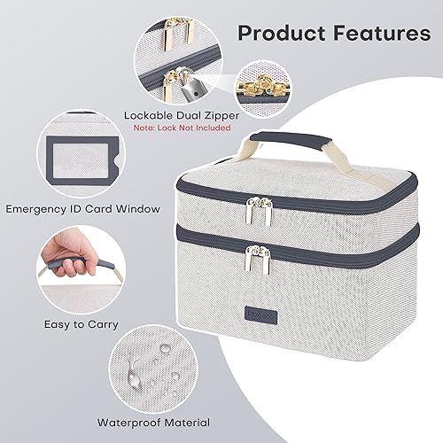 Miniatura 5 de Bolsa de medicina para viajar, organizador de píldoras de medicamentos de doble capa, almacenamiento de botellas de píldoras de medicamentos con