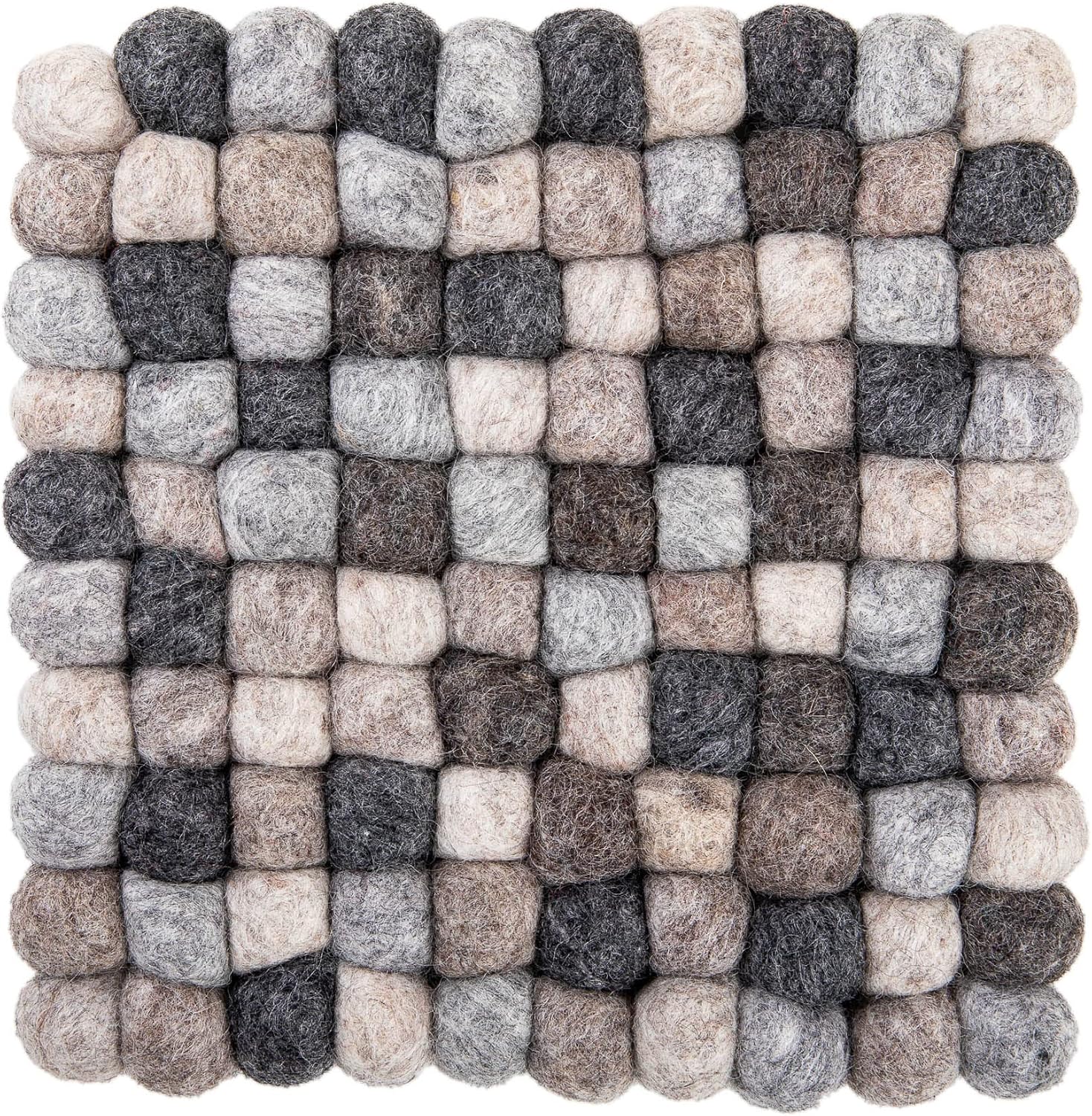 Woolygon Felt Trivet Pot Mat - Drink Felt Coaster for Hot Dishes, Cute Table and Car Coasters, Hand-Felted in Nepal - Multicolor 7.8 Inches