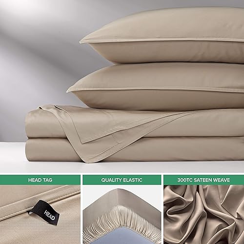 Miniatura 6 de Pure Bamboo - Sábanas de viscosa auténtica, 100% orgánica, derivada de bambú, lujosamente suaves y frescas, doble costura (tamaño matrimonial, arena)