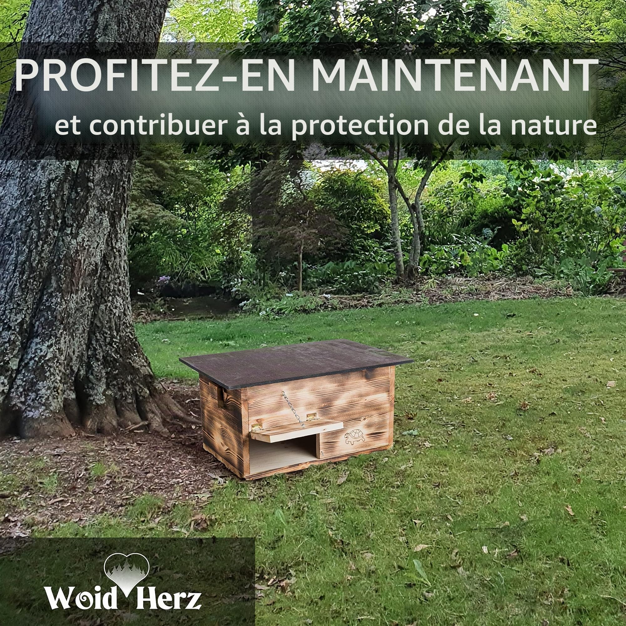 Abri pour Tortues de qualité supérieure (SH1) - en Bois Massif - Résistant aux intempéries - avec Fond et Porte - Ventilation réglable - Enclos pour