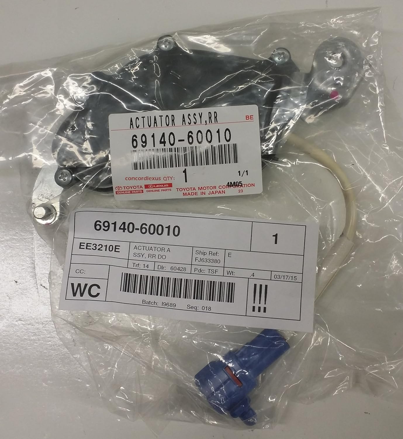 Toyota 69140-60010 Door Lock Actuator Assembly