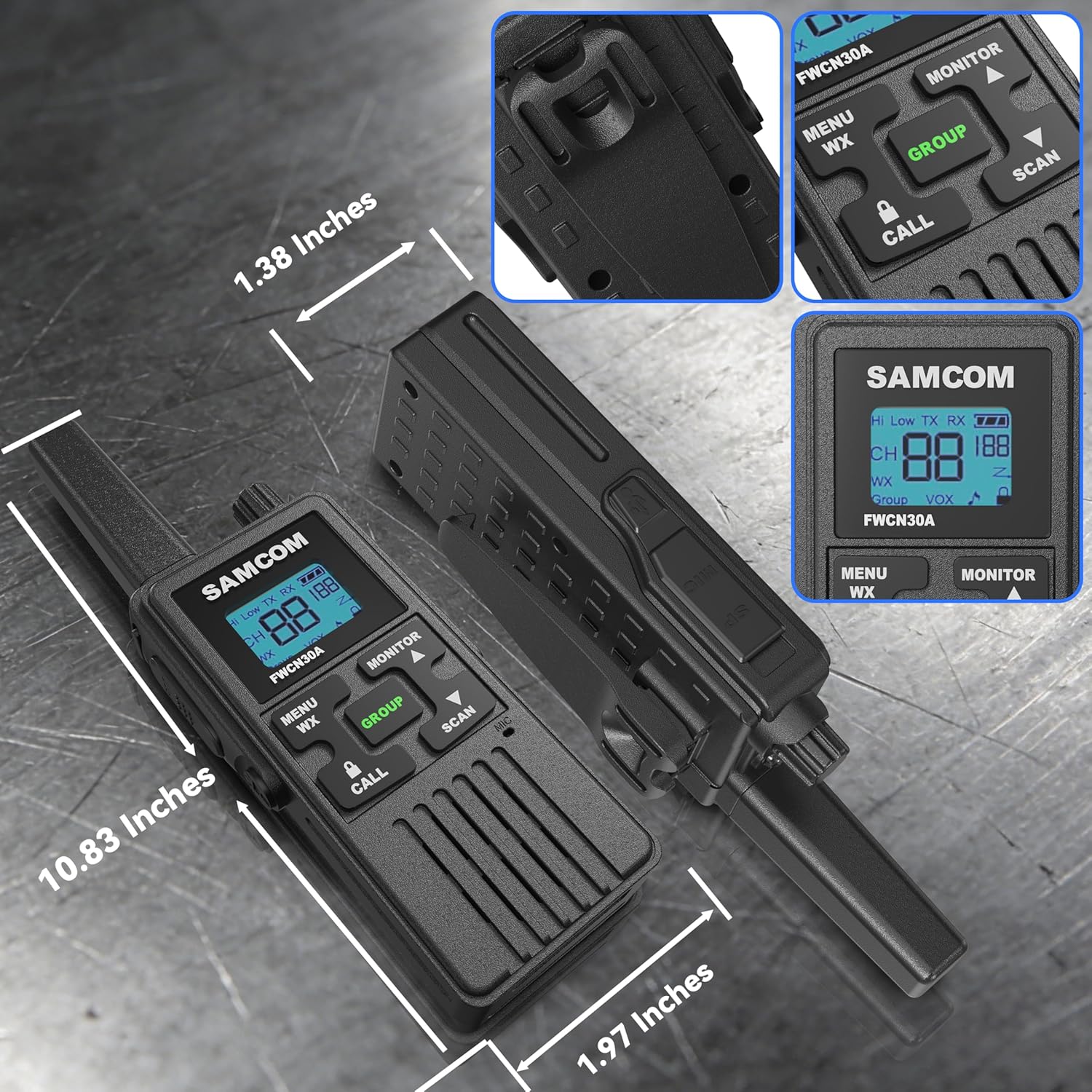 FRS Walkie Talkies Long Range for Adults,Rechargeable FWCN30A Radios with NOAA Family 2 Way Radio with Earpiece 1250mAh Flashlight USB for Camping Hiking Cruise,4Pack