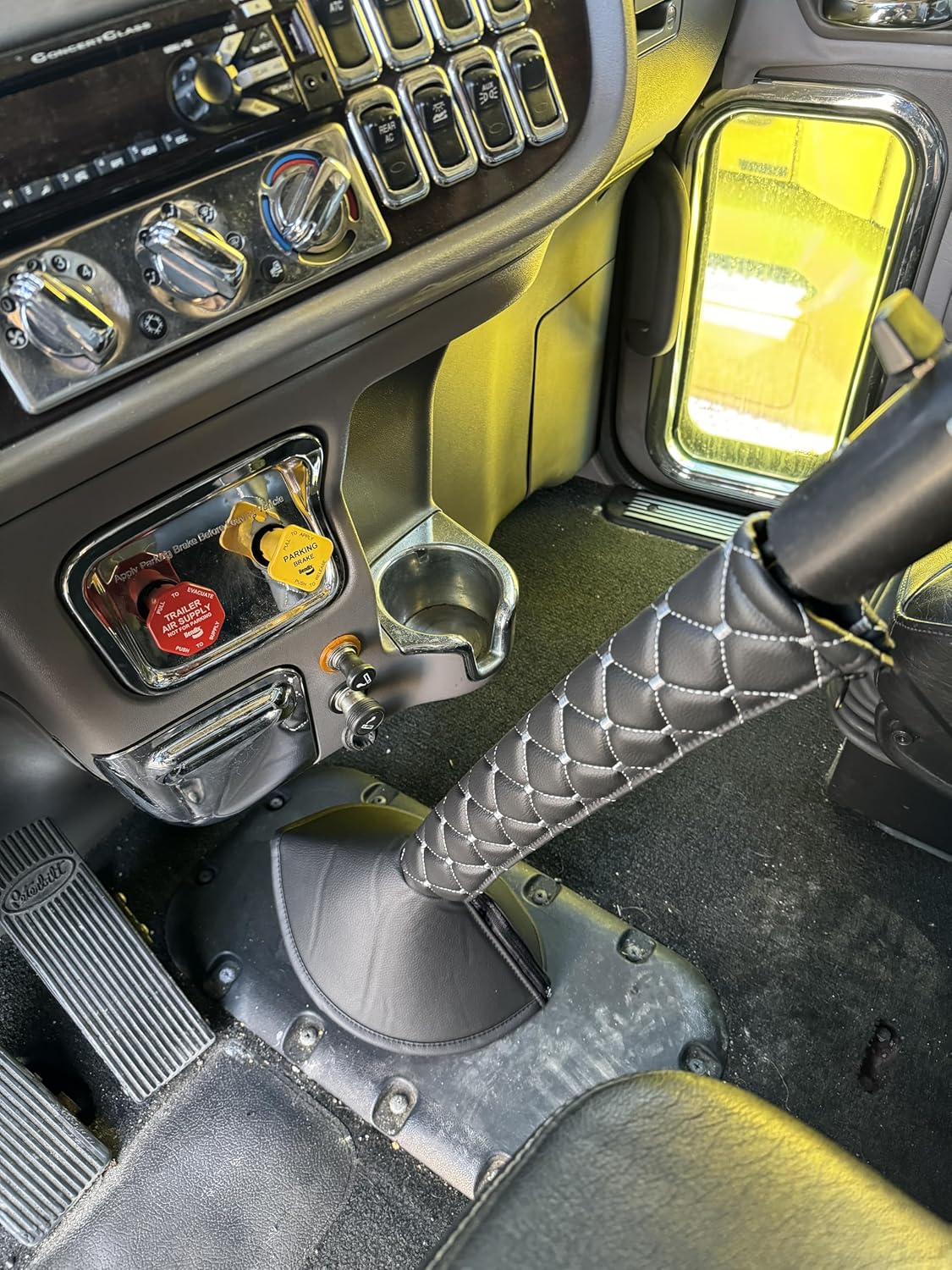 Gear Shift Stick Cover SEMI Truck, GREY STITCHING