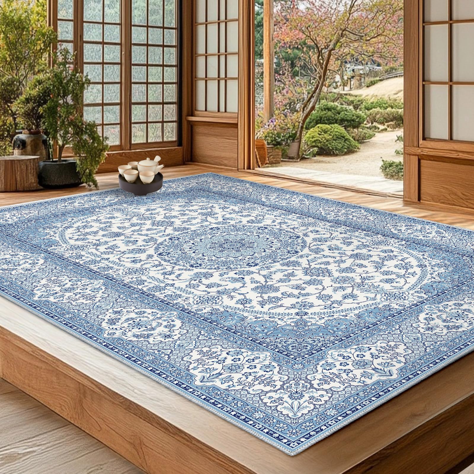 Amazon | FORTSEA 大きい ラグマット 160×230cm 洗える ペルシャ風 花