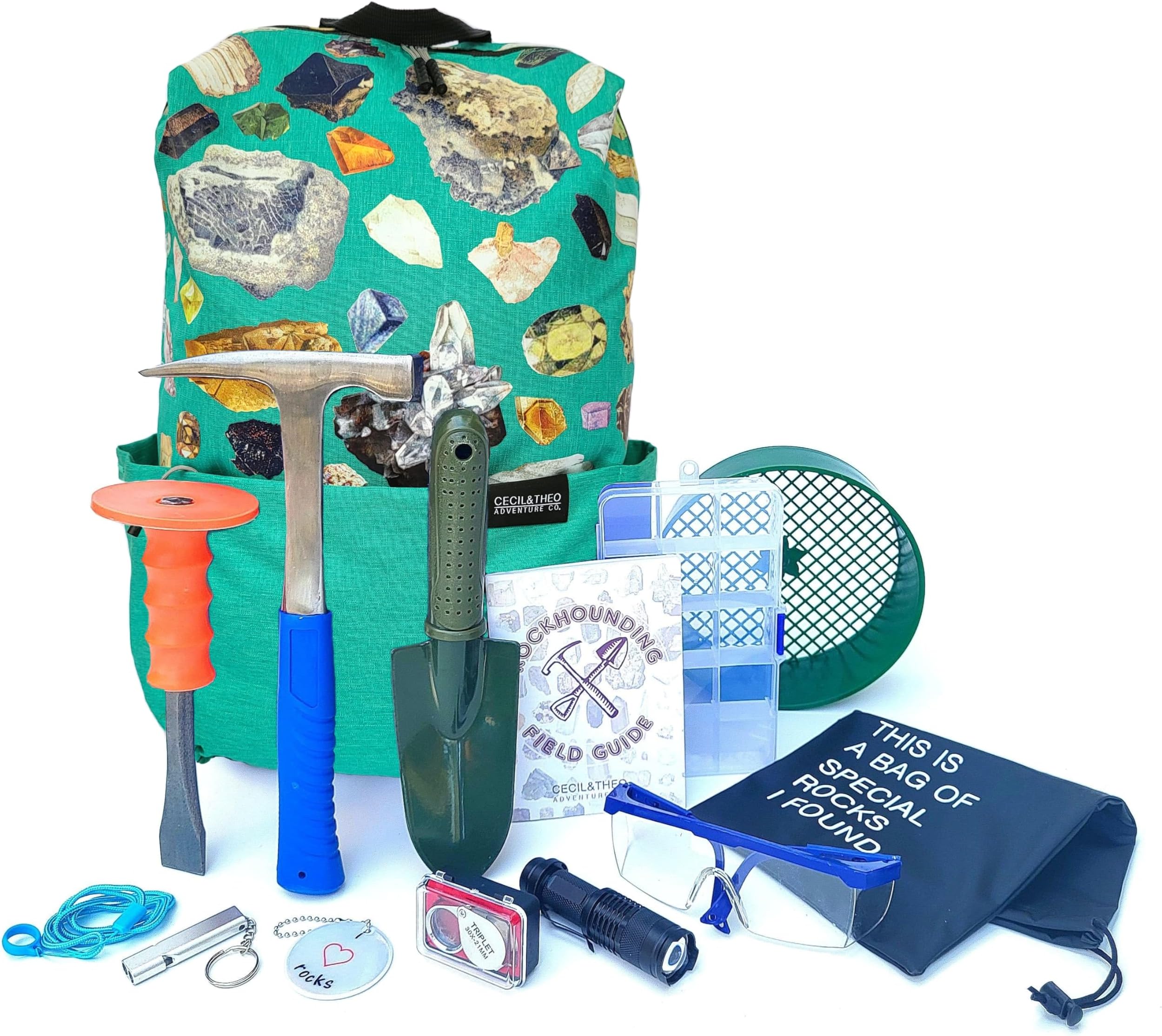 Rockhounding Tools Geology Rock Pick Hammer Kit w/ 32 Page Rock