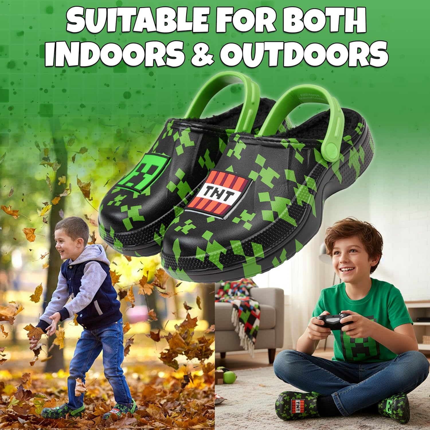 Minecraft Clogs for Boys, Slip-On Non-Slip Shoes with Strap, Garden or Indoor Sandals, House Shoes, Gifts for Boys - Image 5