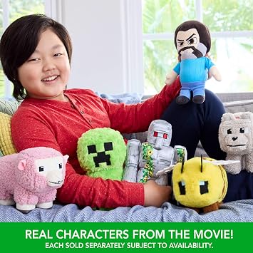 Mattel Minecraft Plush Toy, Bee Soft Doll Inspired by A Minecraft Movie Character, 8-inch Collectible