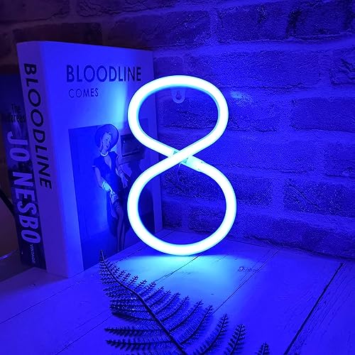 Miniatura 2 de SplendShop Letrero de letras de neón con luces LED iluminadas para pared, letras de la A a la Z y del 0 al 9 (azul 8)
