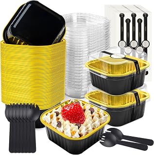 NPLUX Halloween Mini Cake Pans, 5oz 50Pack Black Gold for Dessert Tables