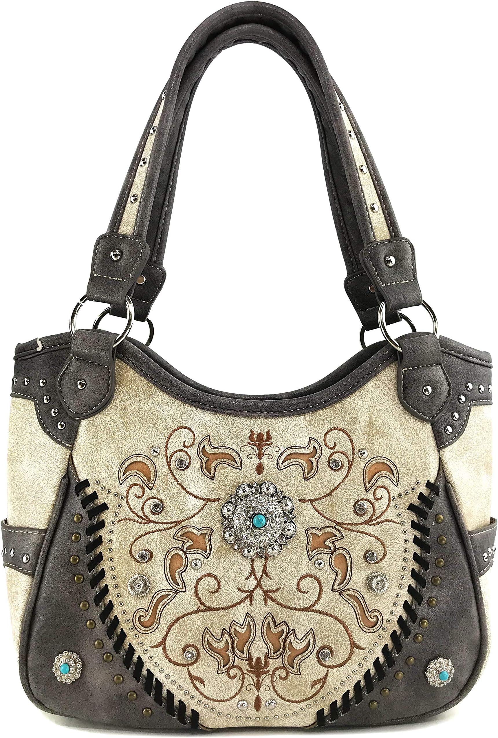 Spring Bloom Western Concho Women Conceal Carry Tote Handbag Purse
