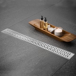 BAUNVB 32 Inch Linear Shower Drain, Shower Drain Easy to Install, 304 Stainless Steel Shower Floor Drain Corrosion Resistant, Superior Drainage Speed cUPC Certificated (Brushed Polish, SD-103-32S)