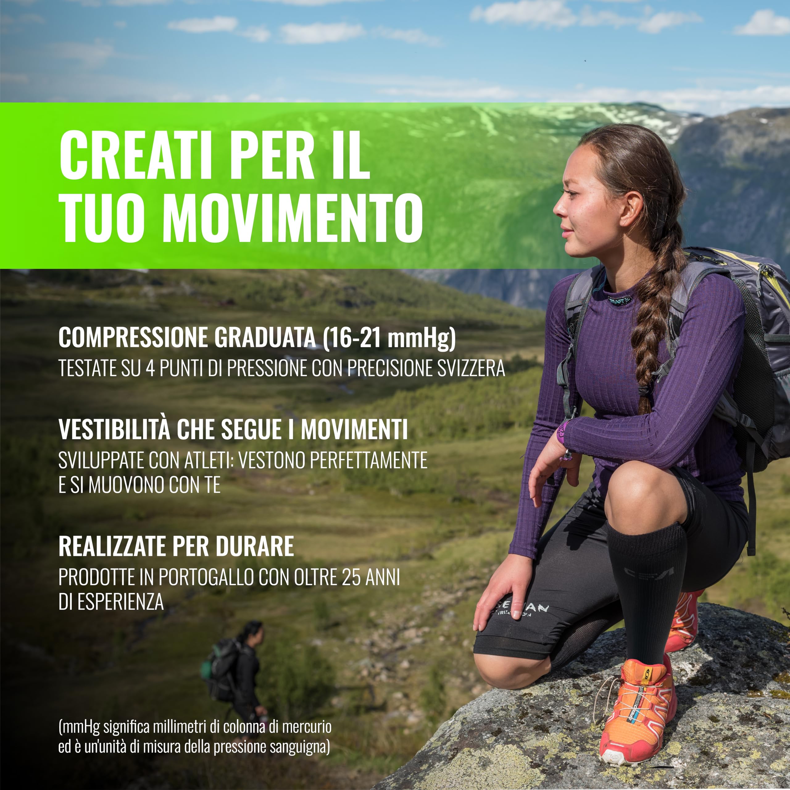 CFA V1 Calze Compressione Graduata Donna e Uomo | Calze Elastiche Sportive Per Circolazione, Vene Varicose, Gravidanza, Antitrombo, Ciclismo, Running | Made In EU FOR ATHLETES