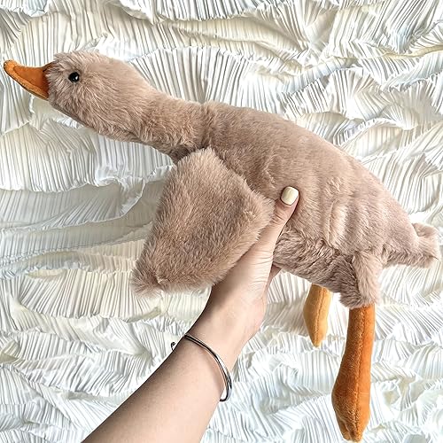 Tanha Peluche de ganso, suave felpa de ganso, lindo ganso de peluche, animal de peluche de pato, 20 pulgadas, marrón