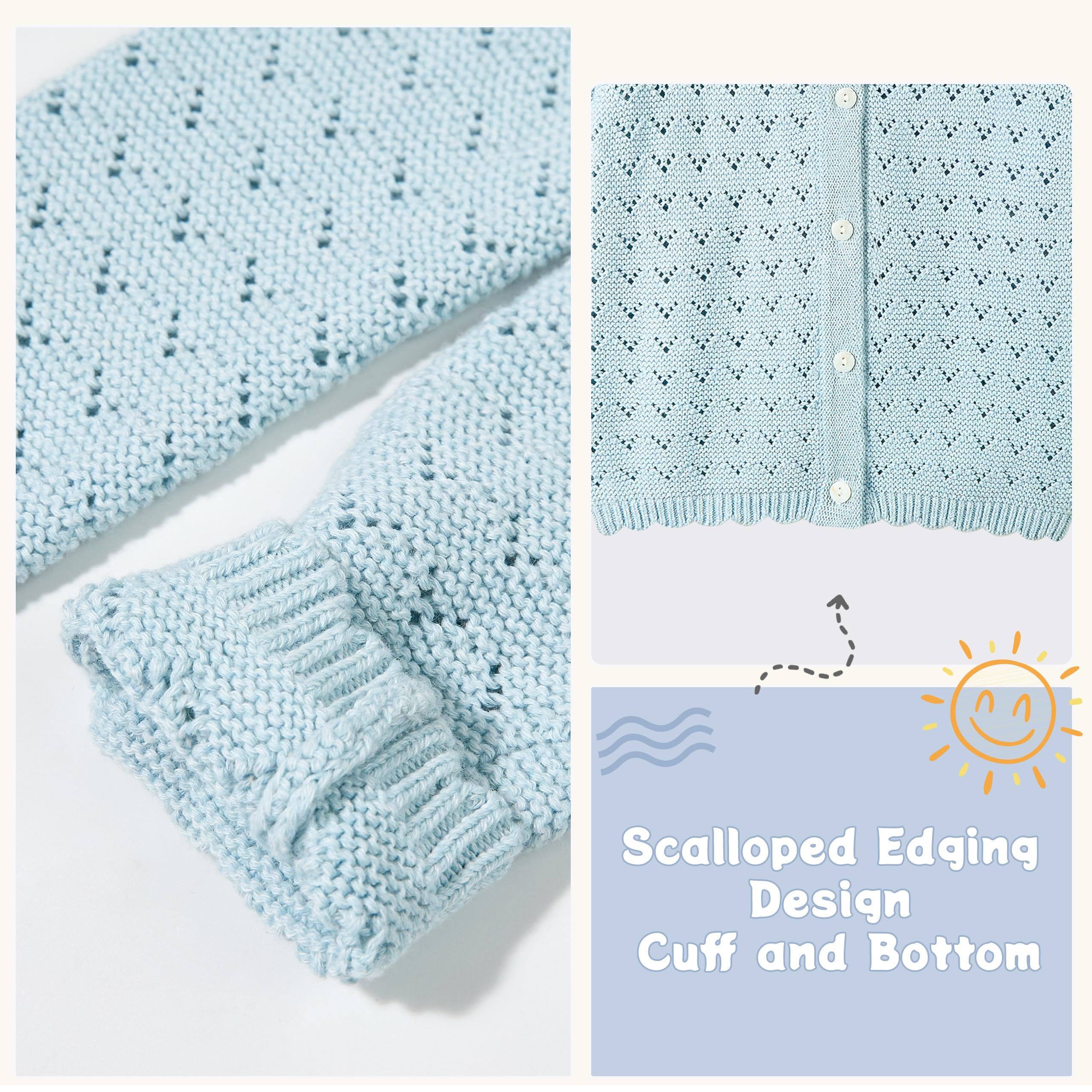 Miipat Bébé Fille Pulls en Tricot Tout-Petit Enfant Creux Tricot Cardigans à Manches Longues Bouton Manteau Pull Automne Hiver Vêtements pour Bébé Fille 6 Mois-4 Ans