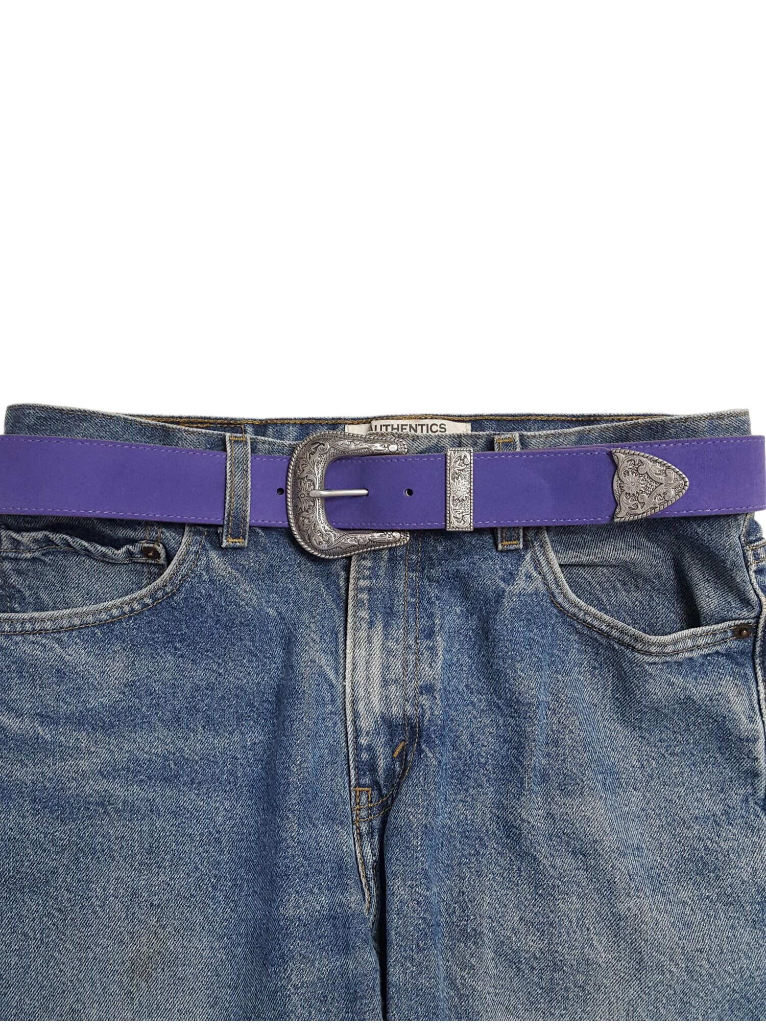 Axesoria Genuine Causal Suede Belt (Purple, S)