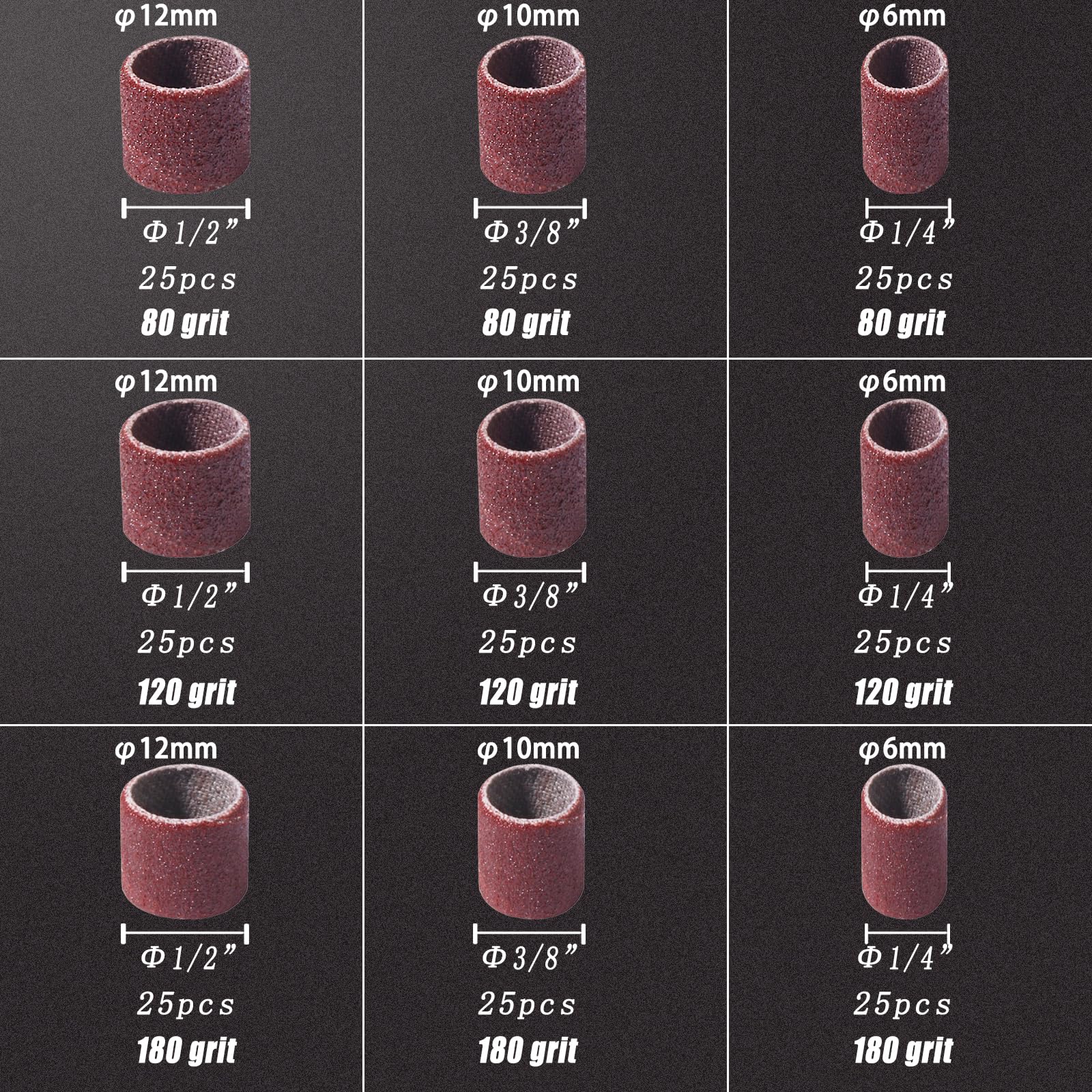 239pcs Sanding Drums for Rotary Tool,Sanding Bits Sander Sandpaper for Drill Woodworking Accessories 80grit,120grit,180grit - Image 2