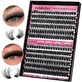 Calphdiar Lash Clusters 80D+100D Thick Eyelash Clusters D-curly Cluster EyelashExtensions Russian Cluster Lashes Wispy Lashes Clusters 234pcs False Mink Eyelashes 10-18mm DIY Lash Extension